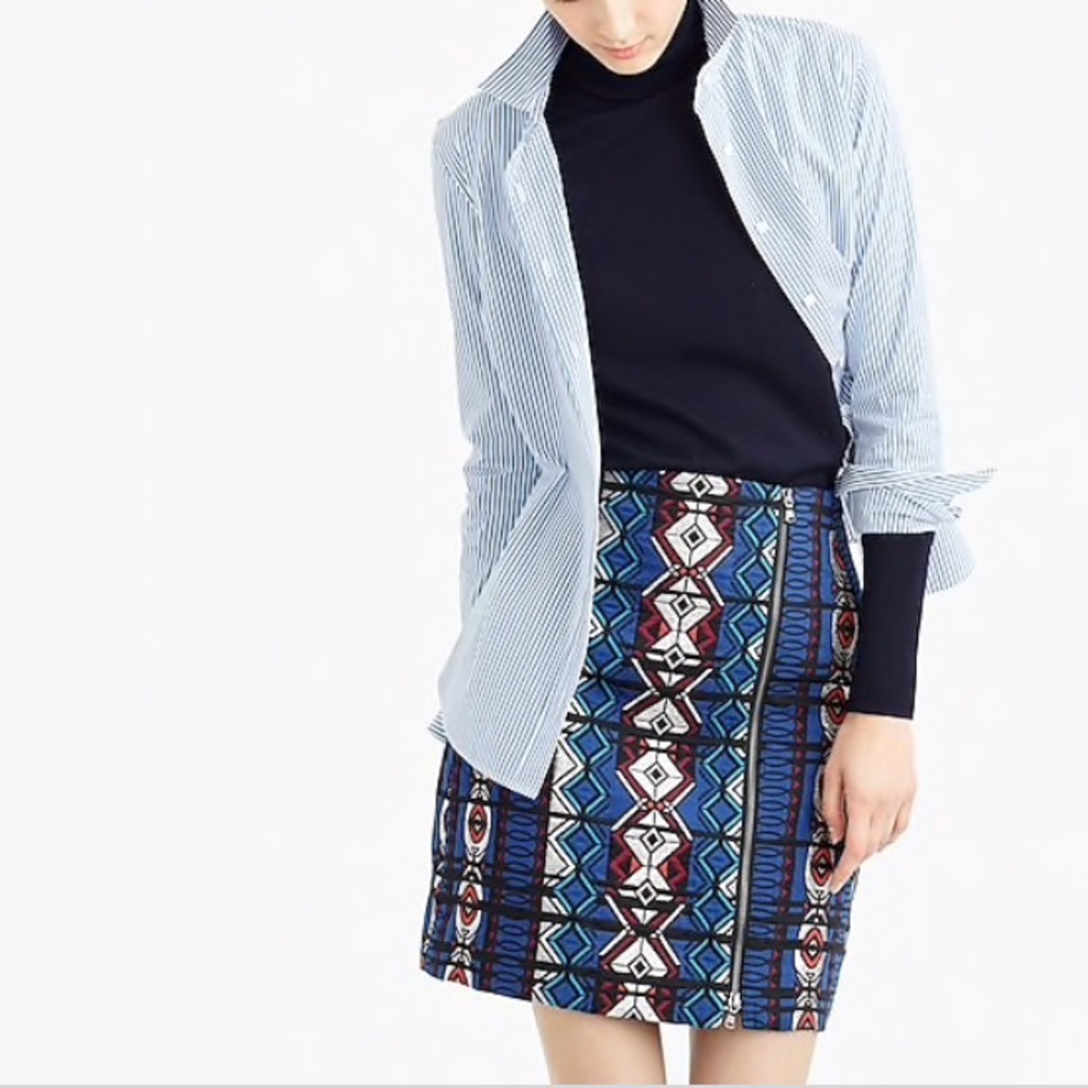 NEW • J. Crew • Zip Mini Skirt Windowpane Blue 0